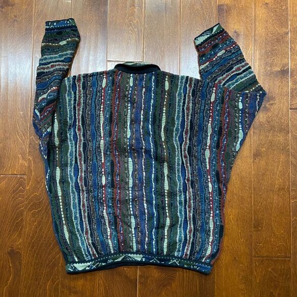 Coogi Y2K Vintage 3D Knit Multicolored Cotton Collard Sweater Men's Size Large - Picture 7 of 10
